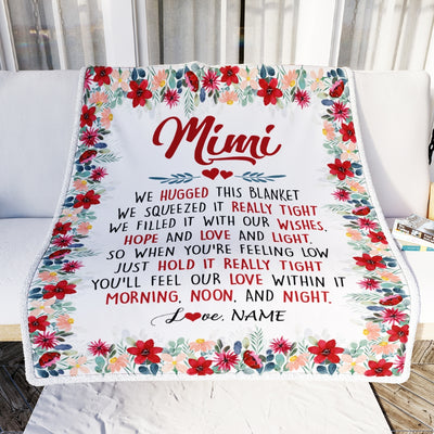 Personalized Mimi Blanket From Grandkids Grandson Granddaughter We Hugged This Blanket Mimi Birthday Mothers Day Christmas Customized Fleece Throw Blanket Blanket | Teecentury.com
