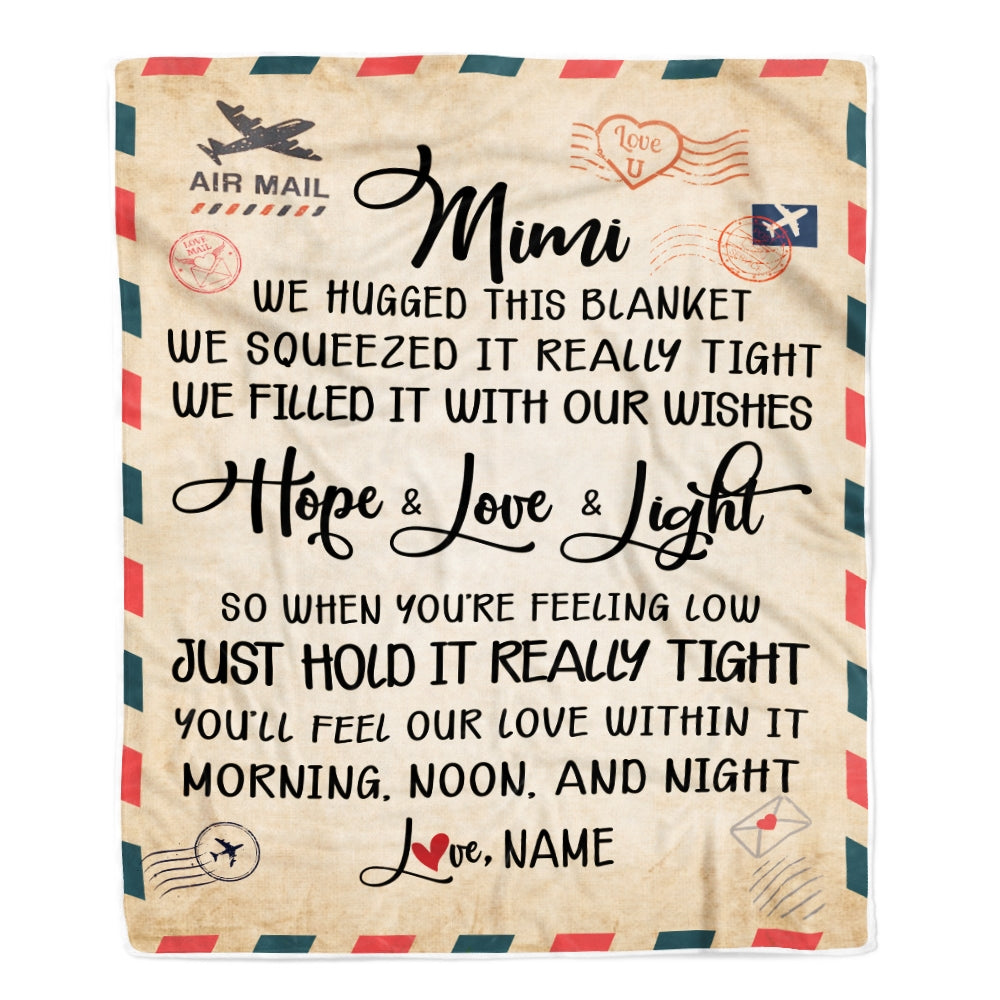 Personalized Mimi Blanket From Grandkids We Hugged This Blanket Mail Letter Mimi Birthday Mothers Day Christmas Customized Fleece Blanket Blanket | Teecentury.com
