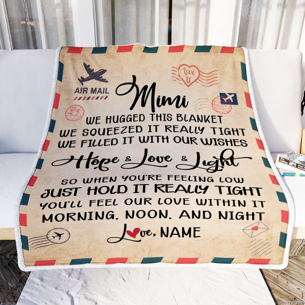 Personalized Mimi Blanket From Grandkids We Hugged This Blanket Mail Letter Mimi Birthday Mothers Day Christmas Customized Fleece Blanket Blanket | Teecentury.com