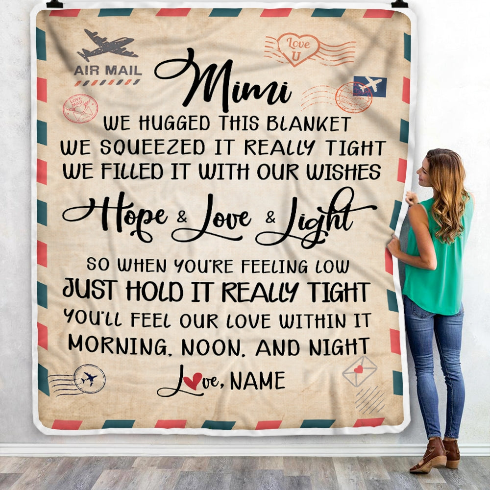 Personalized Mimi Blanket From Grandkids We Hugged This Blanket Mail Letter Mimi Birthday Mothers Day Christmas Customized Fleece Blanket Blanket | Teecentury.com