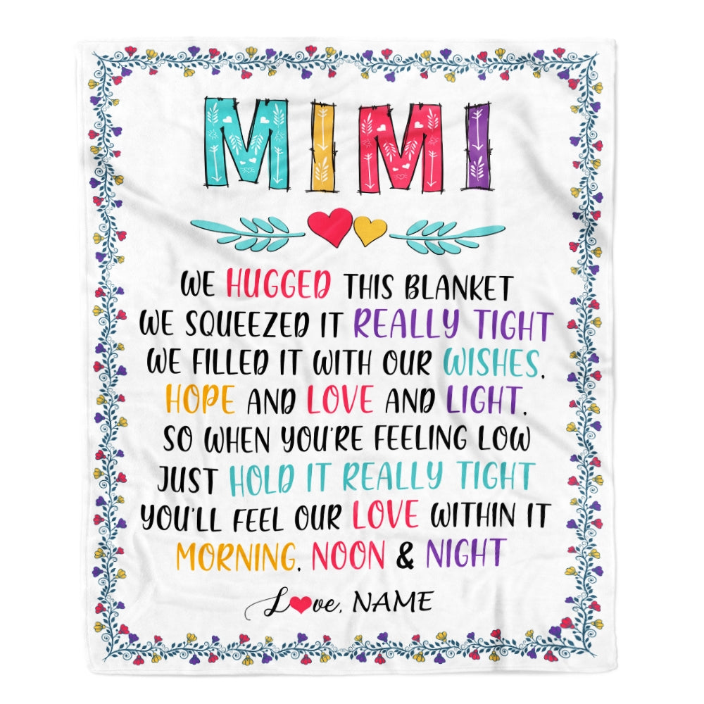 Personalized Mimi Blanket From Grandkids We Hugged This Blanket Mimi Birthday Mothers Day Christmas Customized Gifts Fleece Blanket Blanket | Teecentury.com