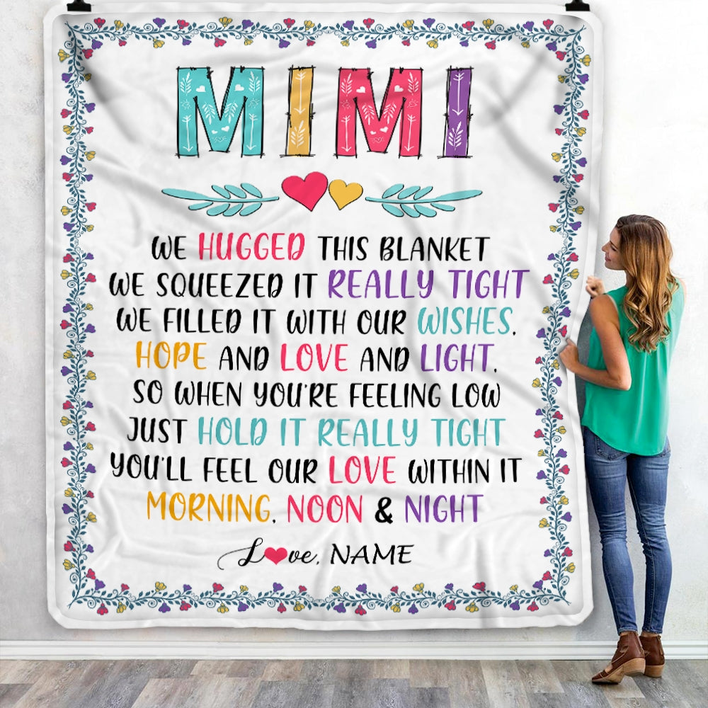 Personalized Mimi Blanket From Grandkids We Hugged This Blanket Mimi Birthday Mothers Day Christmas Customized Gifts Fleece Blanket Blanket | Teecentury.com
