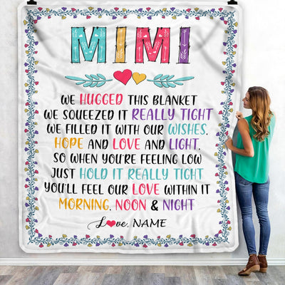Personalized Mimi Blanket From Grandkids We Hugged This Blanket Mimi Birthday Mothers Day Christmas Customized Gifts Fleece Blanket Blanket | Teecentury.com