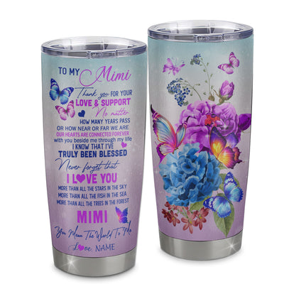 Personalized Mimi From Granddaughter Grandson Stainless Steel Tumbler Cup Thank You Never Forget I Love You Mimi Mothers Day Birthday Christmas Travel Mug | teecentury