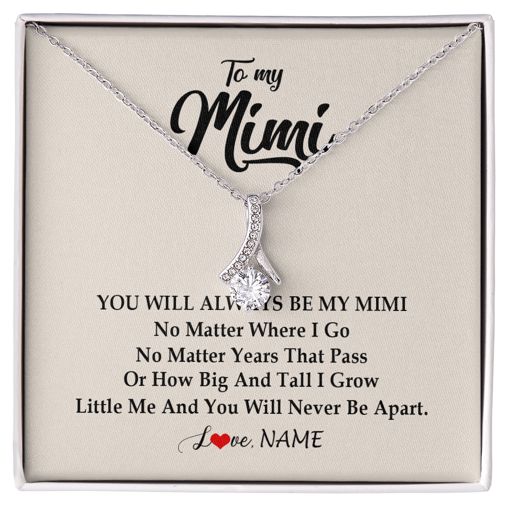 Alluring Beauty Necklace | Personalized Mimi Necklace From Grandkids Granddaughter Grandson You Will Always Be My Mimi Birthday Mothers Day Christmas Customized Gift Box Message Card | teecentury