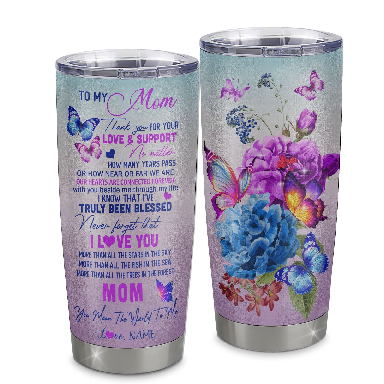Personalized Mom From Daughter Son Stainless Steel Tumbler Cup Thank You Never Forget I Love You Mom Mothers Day Birthday Christmas Travel Mug | teecentury