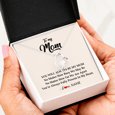 Forever Love Necklace | Personalized Mom Necklace From Daughter Son You're Always In My Heart Mom Birthday Mothers Day Christmas Jewelry Pendant Customized Gift Box Message Card | teecentury