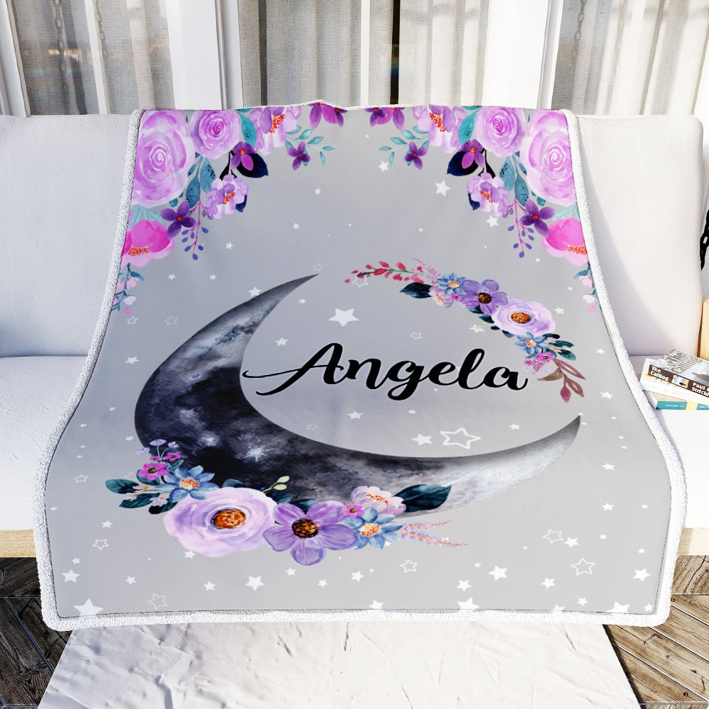 Personalized Moon and Stars Baby Luna Blanket Newborn Coming Home Nursery Baby Kids Daughter Granddaughter Niece Birthday Customized Christmas Fleece Blanket Blanket | Teecentury.com