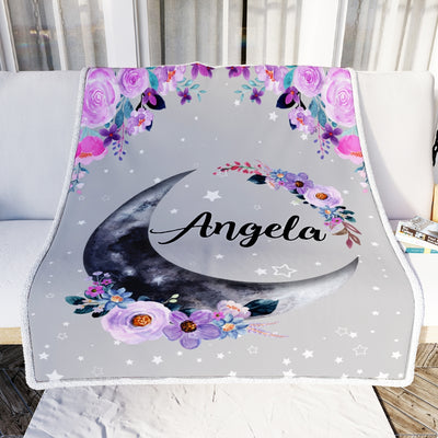 Personalized Moon and Stars Baby Luna Blanket Newborn Coming Home Nursery Baby Kids Daughter Granddaughter Niece Birthday Customized Christmas Fleece Blanket Blanket | Teecentury.com
