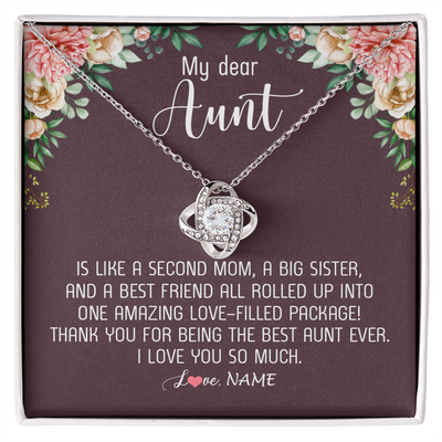 Love Knot Necklace | Personalized My Dear Aunt Necklace From Niece Nephew Like A Second Mom Big Sister Aunt Jewelry Birthday Monthers Day Christmas Customized Gift Box Message Card | teecentury