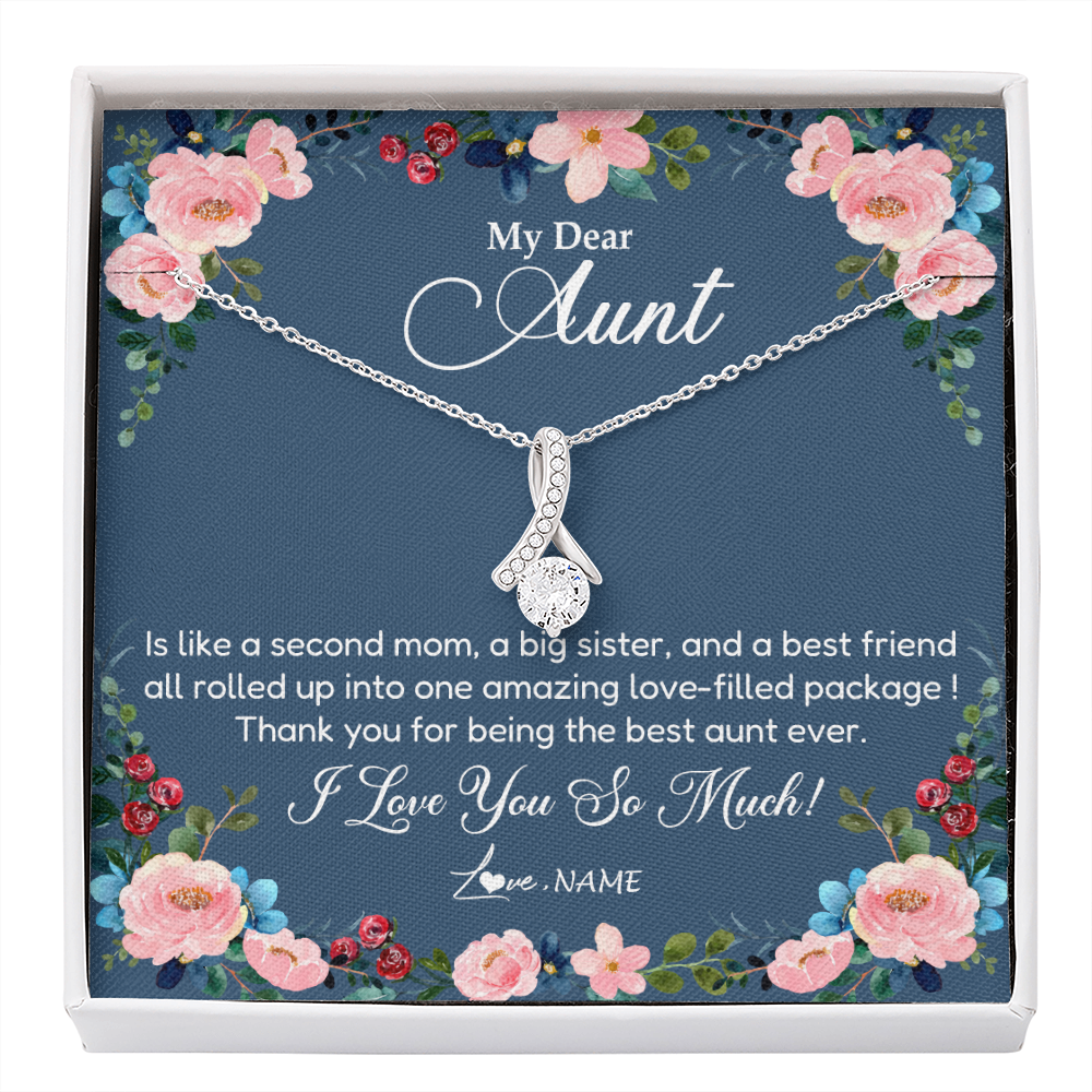 Alluring Beauty Necklace | Personalized My Dear Aunt Necklace From Niece Thank You For Being The Best Aunt Ever Pendant Jewelry Birthday Mothers Day Christmas Customized Message Card | teecentury