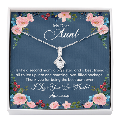Alluring Beauty Necklace | Personalized My Dear Aunt Necklace From Niece Thank You For Being The Best Aunt Ever Pendant Jewelry Birthday Mothers Day Christmas Customized Message Card | teecentury