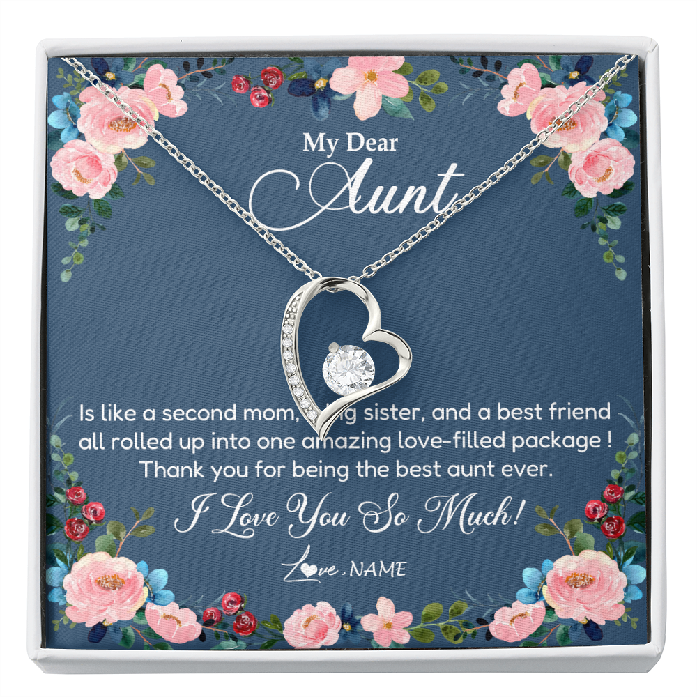 Forever Love Necklace | Personalized My Dear Aunt Necklace From Niece Thank You For Being The Best Aunt Ever Pendant Jewelry Birthday Mothers Day Christmas Customized Message Card | teecentury