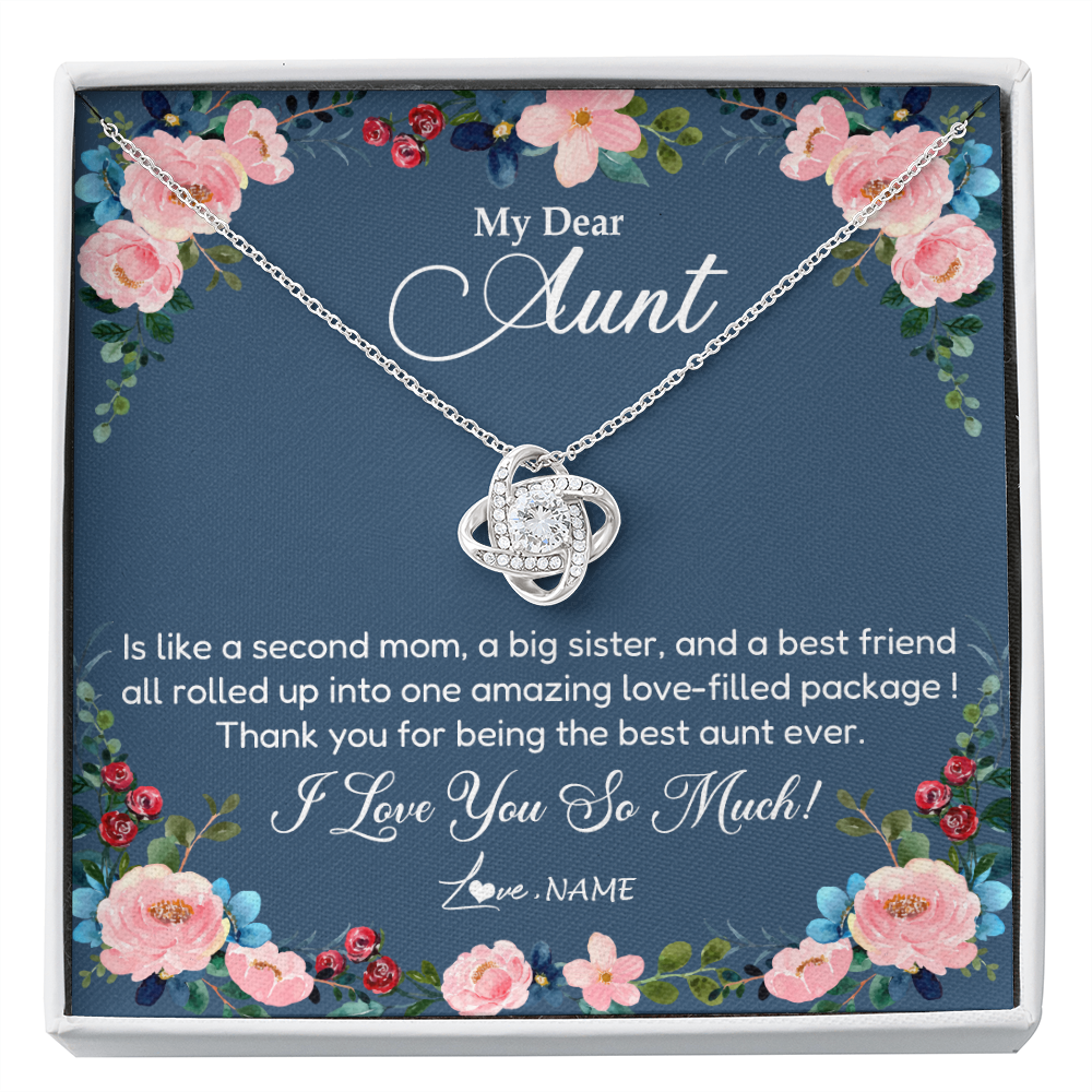 Love Knot Necklace | Personalized My Dear Aunt Necklace From Niece Thank You For Being The Best Aunt Ever Pendant Jewelry Birthday Mothers Day Christmas Customized Message Card | teecentury