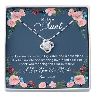 Love Knot Necklace | Personalized My Dear Aunt Necklace From Niece Thank You For Being The Best Aunt Ever Pendant Jewelry Birthday Mothers Day Christmas Customized Message Card | teecentury