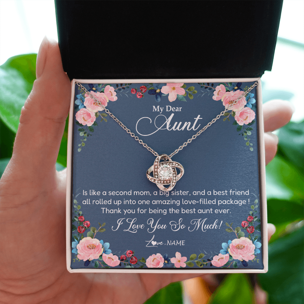 Love Knot Necklace | Personalized My Dear Aunt Necklace From Niece Thank You For Being The Best Aunt Ever Pendant Jewelry Birthday Mothers Day Christmas Customized Message Card | teecentury
