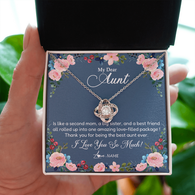 Love Knot Necklace | Personalized My Dear Aunt Necklace From Niece Thank You For Being The Best Aunt Ever Pendant Jewelry Birthday Mothers Day Christmas Customized Message Card | teecentury