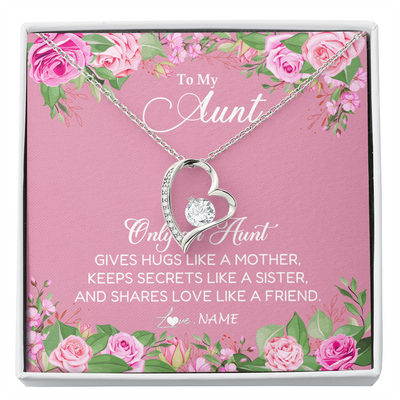 Forever Love Necklace | Personalized My My Aunt Necklace From Niece Only An Aunt Gives Hugs Like A Mother Aunt Pendant Jewelry Birthday Mothers Day Christmas Customized Message Card | teecentury