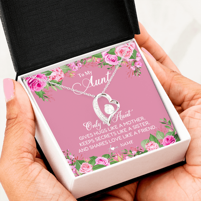 Forever Love Necklace | Personalized My My Aunt Necklace From Niece Only An Aunt Gives Hugs Like A Mother Aunt Pendant Jewelry Birthday Mothers Day Christmas Customized Message Card | teecentury