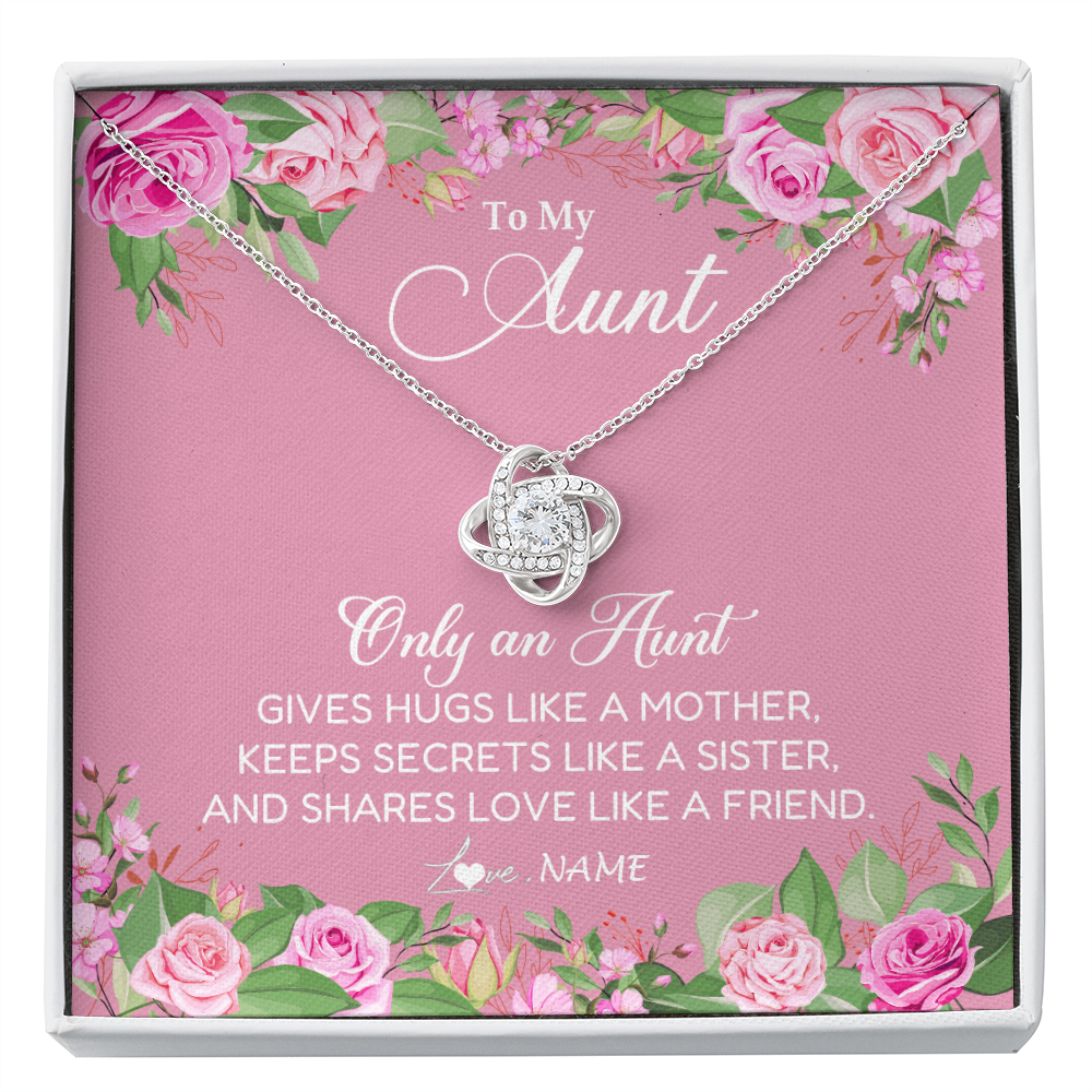 Love Knot Necklace | Personalized My My Aunt Necklace From Niece Only An Aunt Gives Hugs Like A Mother Aunt Pendant Jewelry Birthday Mothers Day Christmas Customized Message Card | teecentury