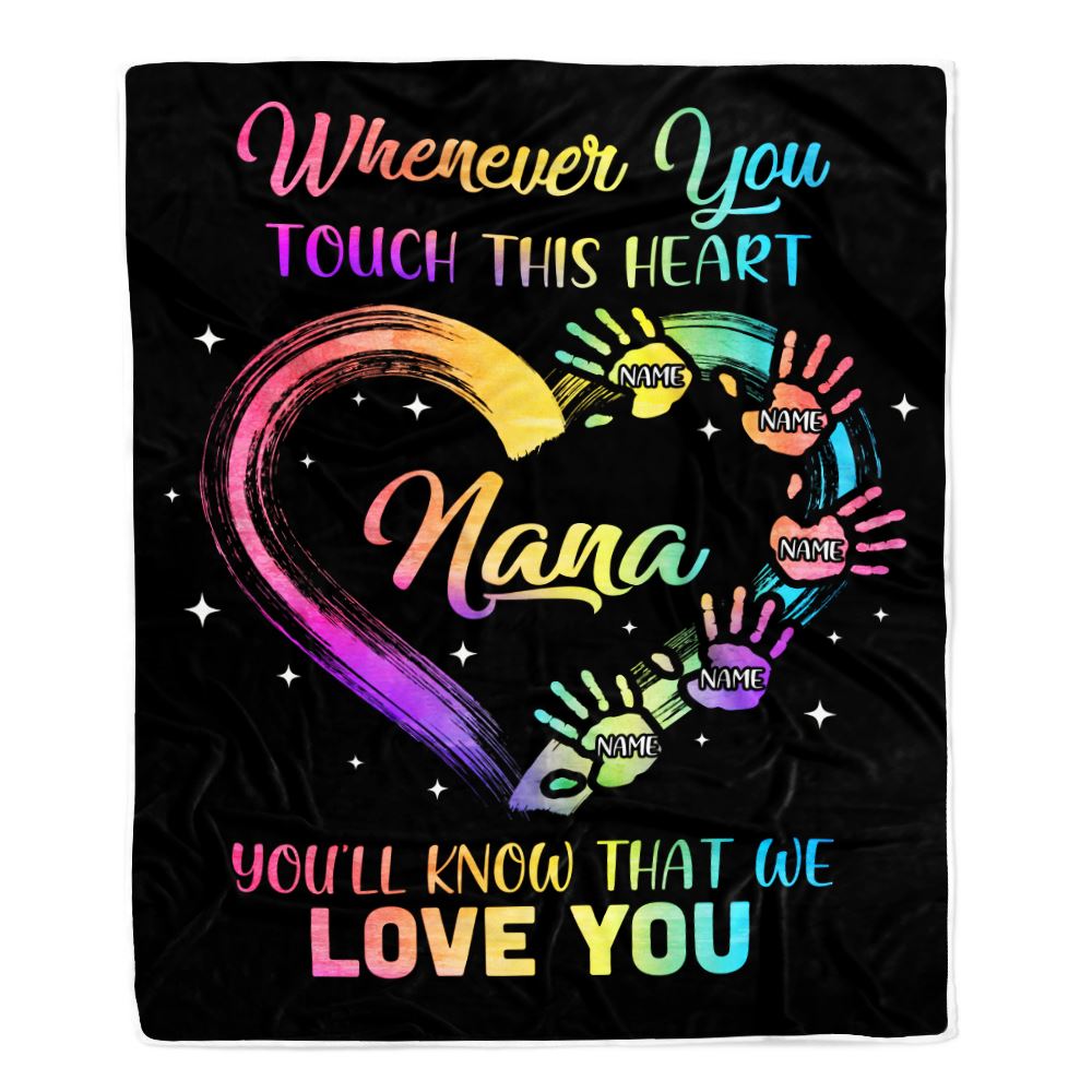 Personalized Nana Blanket From Grandkids Granddaughter Grandson We Love You Grandparent Nana Birthday Mothers Day Christmas Customized Bed Fleece Throw Blanket | teecentury