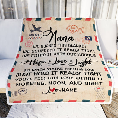 Personalized Nana Blanket From Grandkids We Hugged This Blanket Mail Letter Nana Birthday Mothers Day Christmas Gift Customized Fleece Blanket Blanket | Teecentury.com
