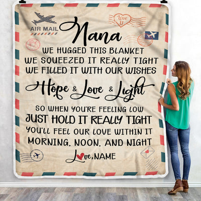 Personalized Nana Blanket From Grandkids We Hugged This Blanket Mail Letter Nana Birthday Mothers Day Christmas Gift Customized Fleece Blanket Blanket | Teecentury.com