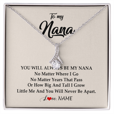 Alluring Beauty Necklace | Personalized Nana Necklace From Grandkids Granddaughter Grandson You Will Always Be My Nana Birthday Mothers Day Christmas Customized Gift Box Message Card | teecentury