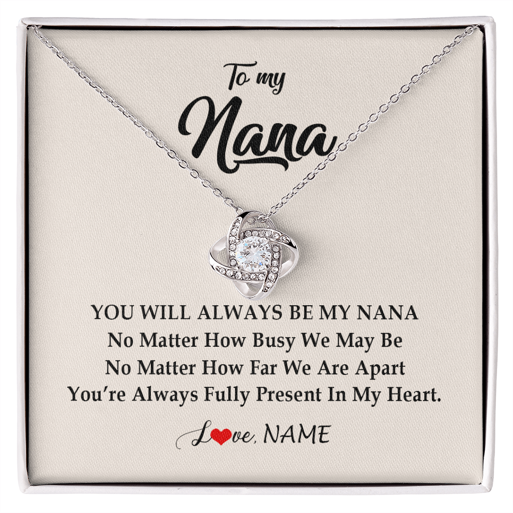 Love Knot Necklace | Personalized Nana Necklace From Grandkids Granddaughter Grandson You're Always In My Heart Nana Birthday Mothers Day Christmas Customized Gift Box Message Card | teecentury