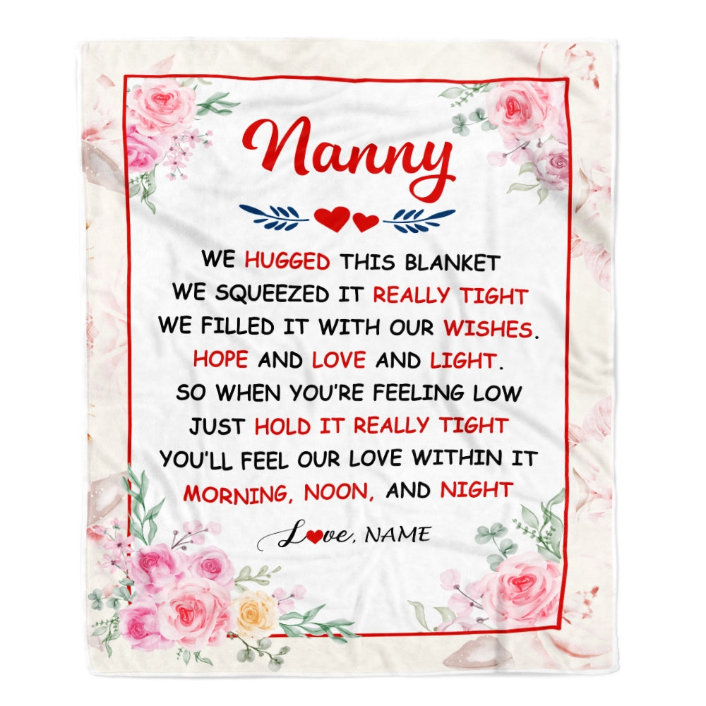 Personalized Nanny Blanket From Kids We Hugged This Blanket Floral Nanny Birthday Mothers Day Christmas Customized Fleece Throw Blanket | teecentury