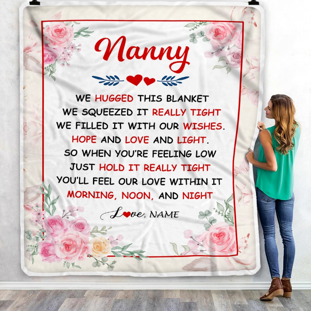 Personalized Nanny Blanket From Kids We Hugged This Blanket Floral Nanny Birthday Mothers Day Christmas Customized Fleece Throw Blanket | teecentury