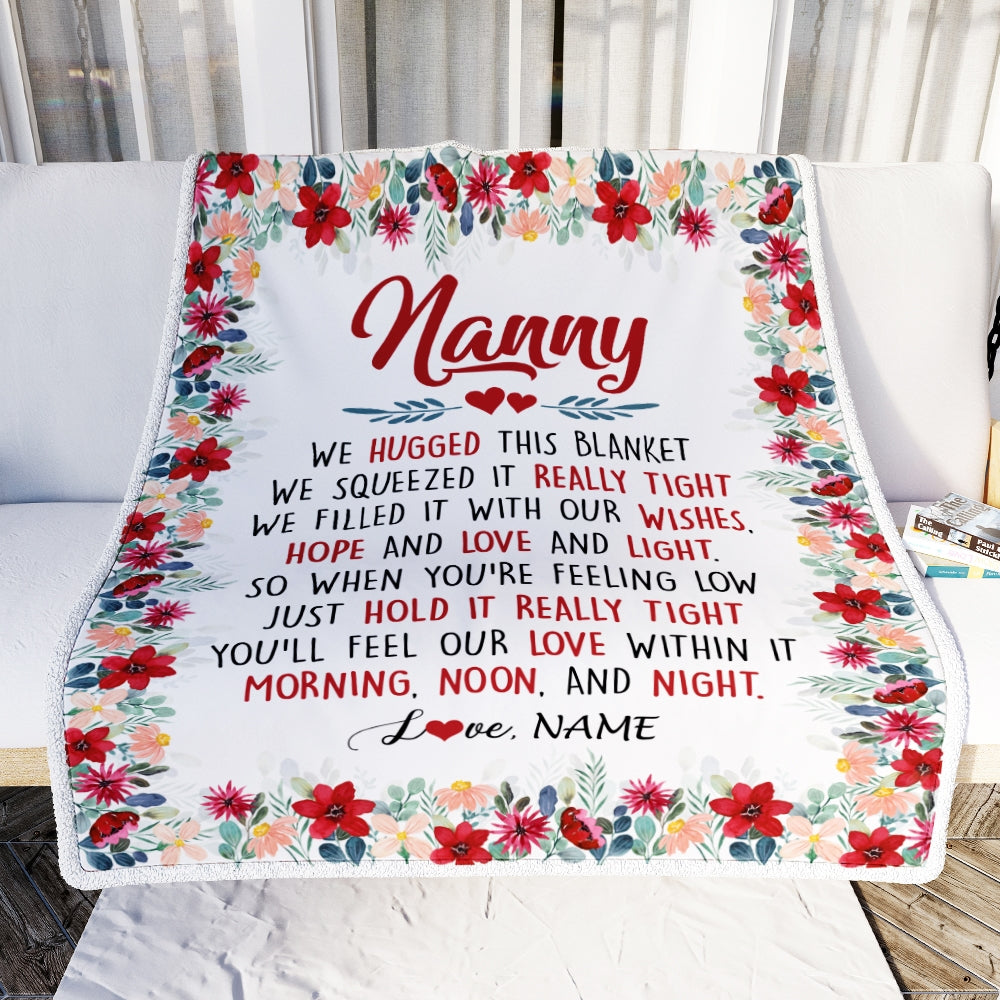 Personalized Nanny Blanket From Kids We Hugged This Blanket Nanny Birthday Mothers Day Christmas Customized Fleece Throw Blanket Blanket | Teecentury.com