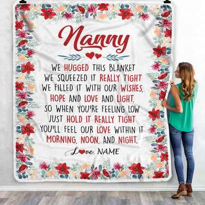 Personalized Nanny Blanket From Kids We Hugged This Blanket Nanny Birthday Mothers Day Christmas Customized Fleece Throw Blanket Blanket | Teecentury.com