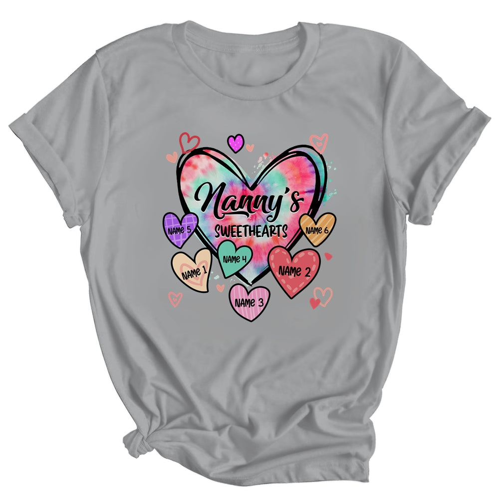 Personalized Nanny Sweethearts Custom With Grandkids Name Valentines Day Mothers Day Birthday Christmas Shirt & Tank Top | teecentury