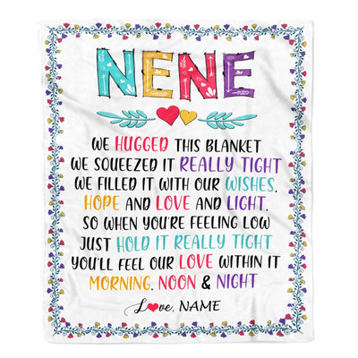 Personalized Nene Blanket From Grandkids We Hugged This Blanket Nene Birthday Mothers Day Christmas Customized Fleece Blanket Blanket | Teecentury.com