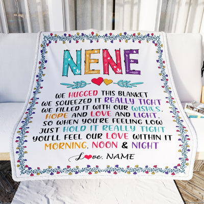 Personalized Nene Blanket From Grandkids We Hugged This Blanket Nene Birthday Mothers Day Christmas Customized Fleece Blanket Blanket | Teecentury.com