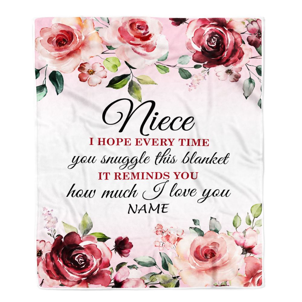 Personalized Niece Blanket From Aunt Auntie Uncle We Hope Every Time Rose Floral Niece Birthday Graduation Christmas Customized Bed Fleece Throw Blanket | teecentury