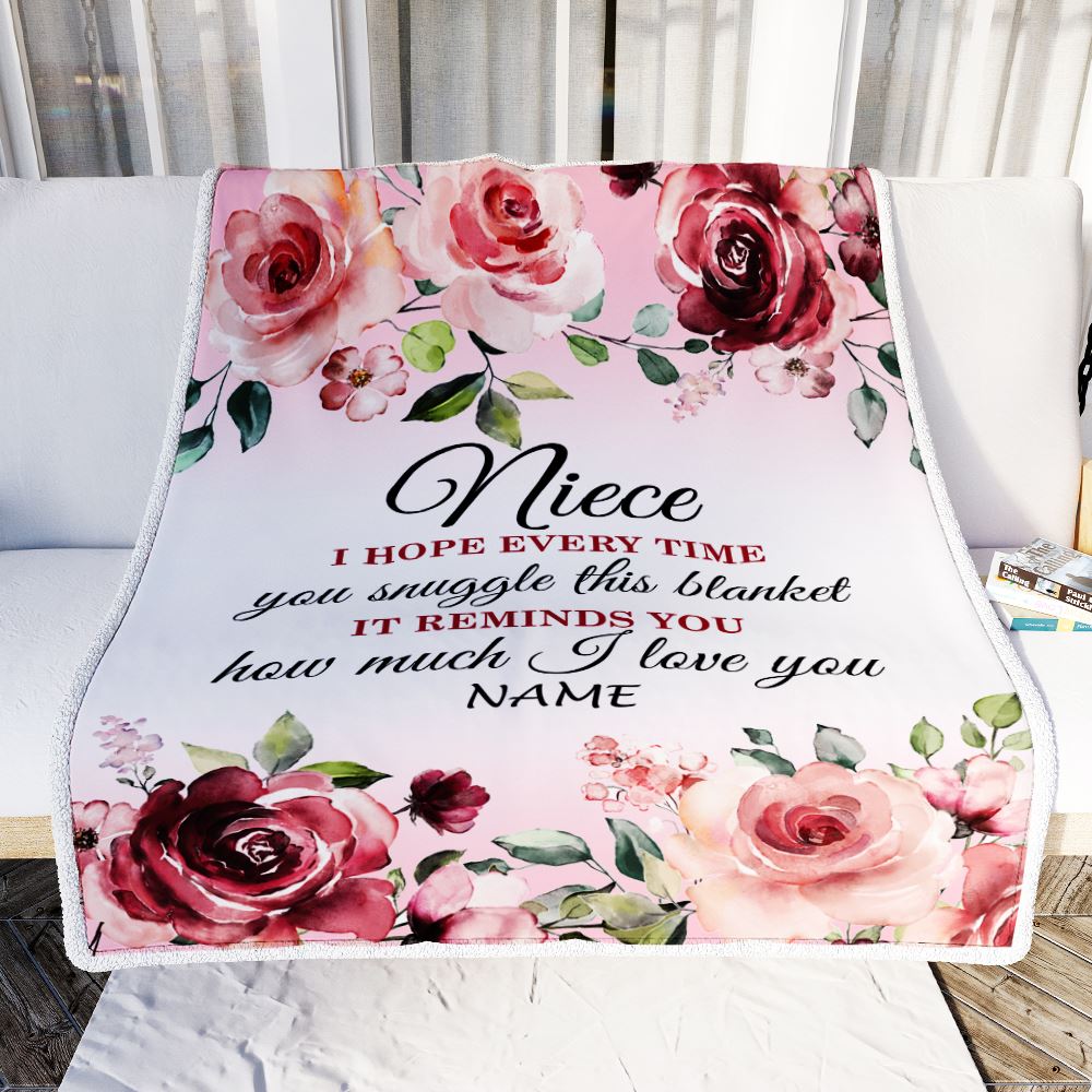 Personalized Niece Blanket From Aunt Auntie Uncle We Hope Every Time Rose Floral Niece Birthday Graduation Christmas Customized Bed Fleece Throw Blanket | teecentury