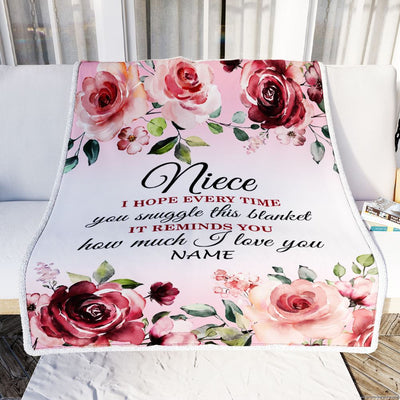 Personalized Niece Blanket From Aunt Auntie Uncle We Hope Every Time Rose Floral Niece Birthday Graduation Christmas Customized Bed Fleece Throw Blanket | teecentury