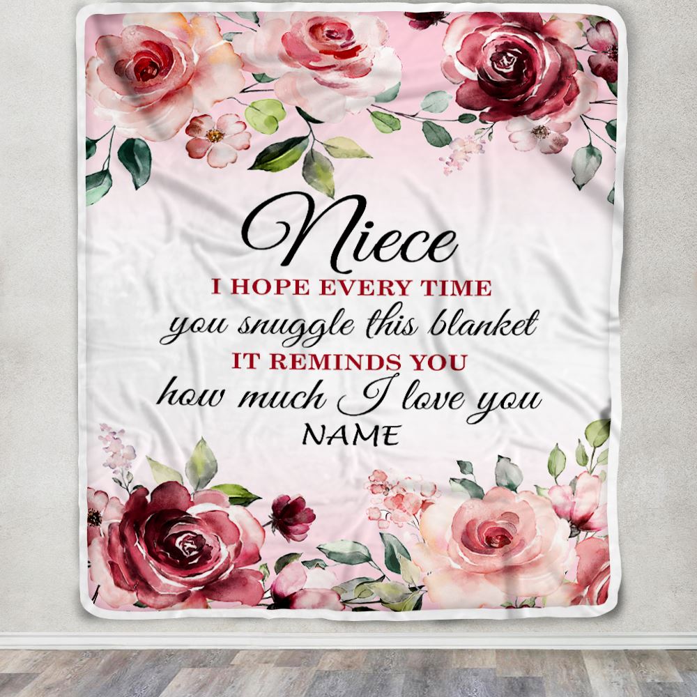 Personalized Niece Blanket From Aunt Auntie Uncle We Hope Every Time Rose Floral Niece Birthday Graduation Christmas Customized Bed Fleece Throw Blanket | teecentury