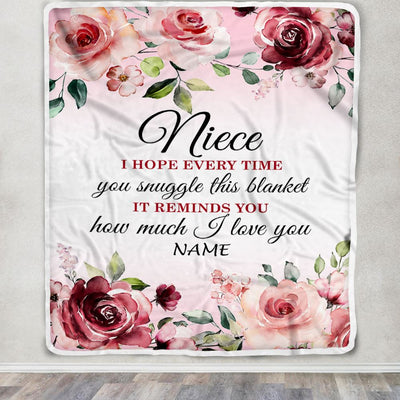 Personalized Niece Blanket From Aunt Auntie Uncle We Hope Every Time Rose Floral Niece Birthday Graduation Christmas Customized Bed Fleece Throw Blanket | teecentury