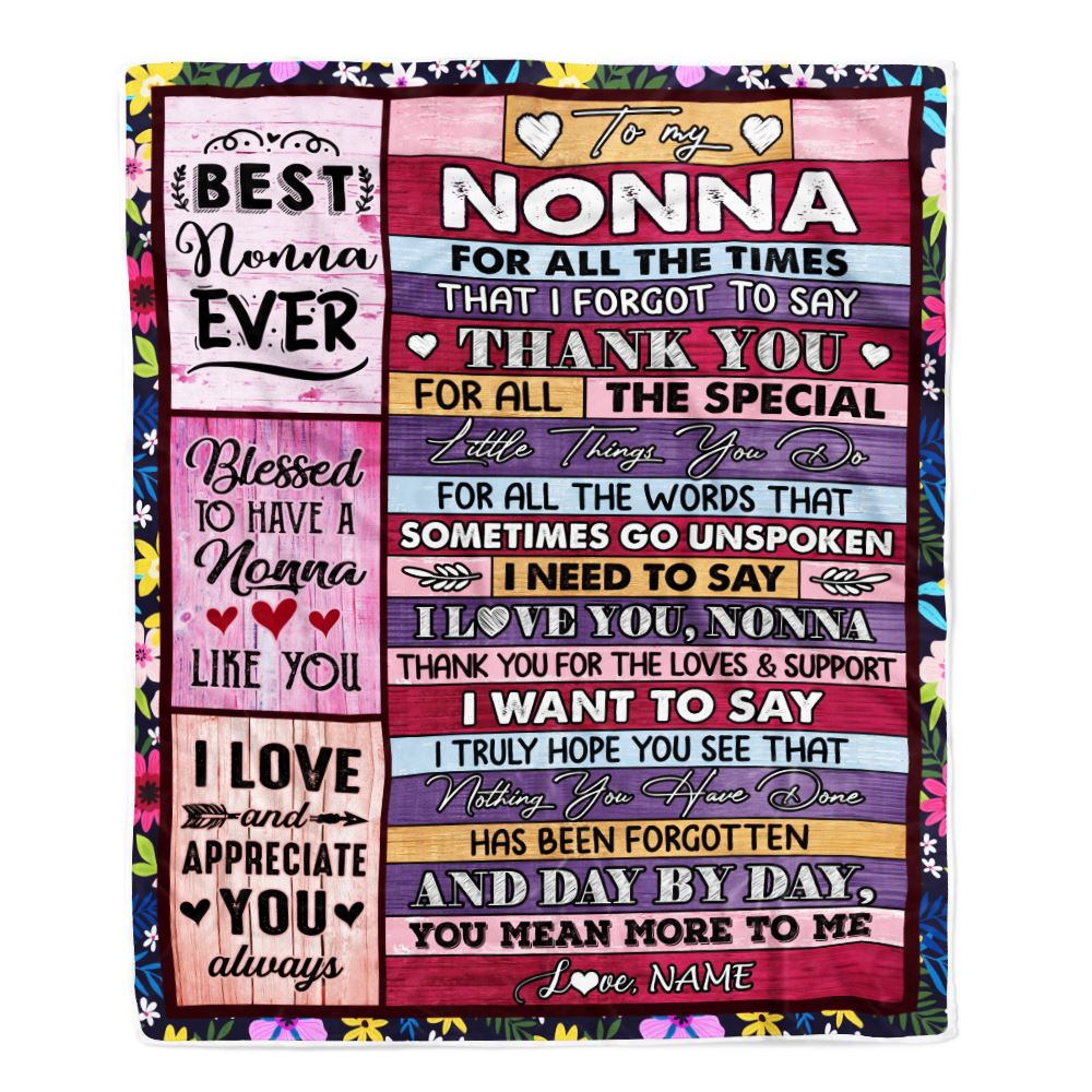 Personalized Nonna Blanket From Granddaughter Grandson Thank You For The Love Nonna Mothers Day Birthday Christmas Customized Bed Fleece Throw Blanket | teecentury