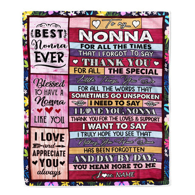 Personalized Nonna Blanket From Granddaughter Grandson Thank You For The Love Nonna Mothers Day Birthday Christmas Customized Bed Fleece Throw Blanket | teecentury