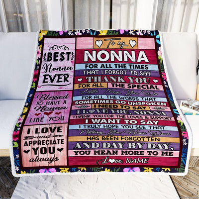 Personalized Nonna Blanket From Granddaughter Grandson Thank You For The Love Nonna Mothers Day Birthday Christmas Customized Bed Fleece Throw Blanket | teecentury
