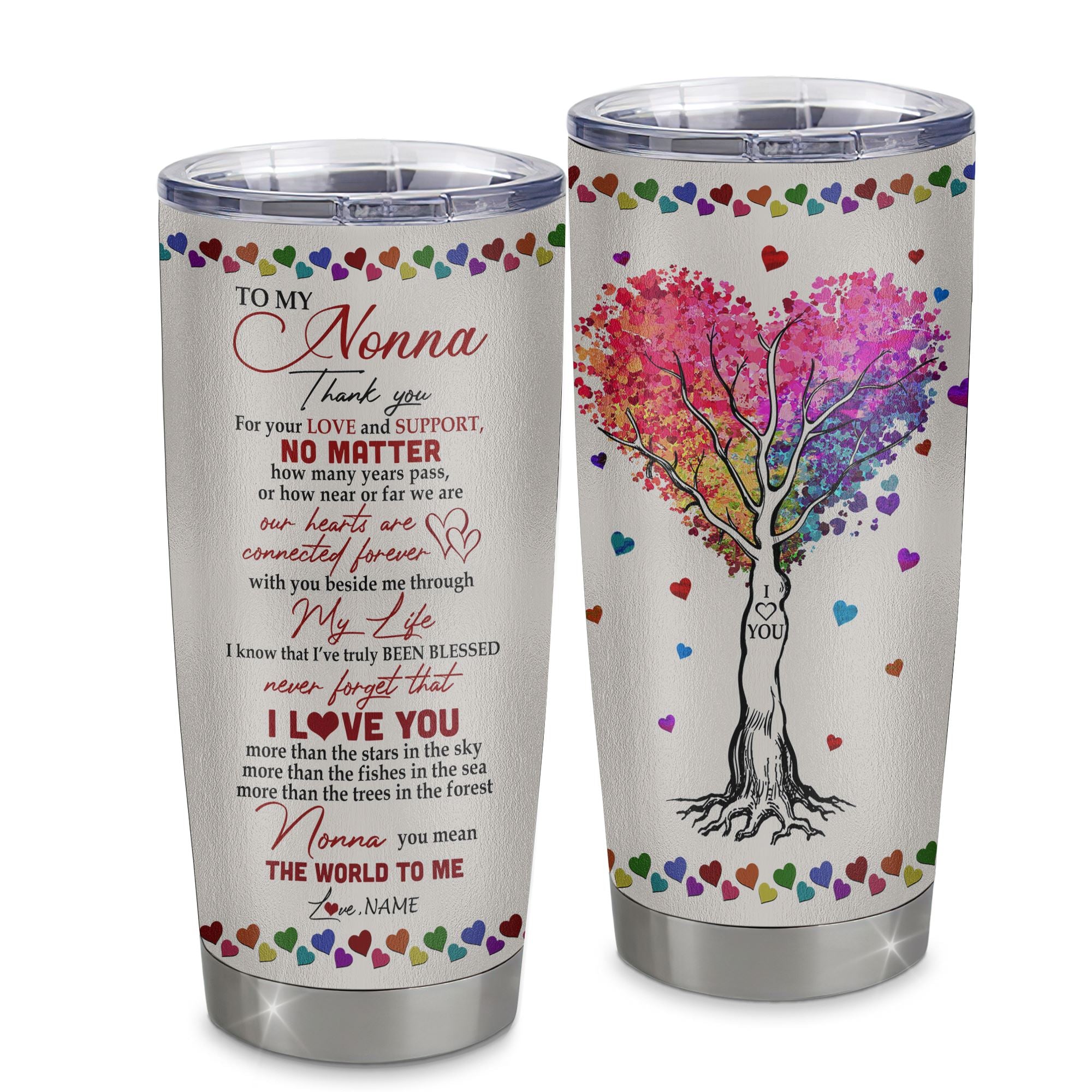 Personalized Nonna From Grandkids Stainless Steel Tumbler Cup Never Forget I Love You You Mean The World To Me Nonna Mothers Day Birthday Christmas Travel Mug | teecentury