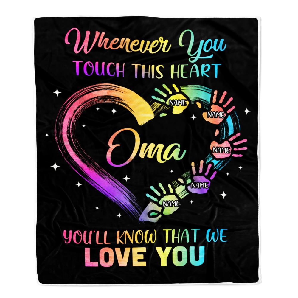 Personalized Oma Blanket From Grandkids Granddaughter Grandson We Love You Grandparent Oma Birthday Mothers Day Christmas Customized Bed Fleece Throw Blanket | teecentury