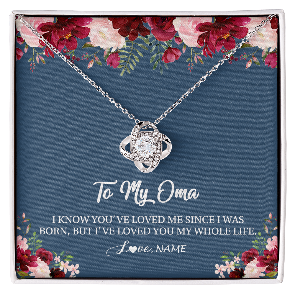 Love Knot Necklace | Personalized Oma Necklace From Grandkids Granddaughter Grandson I've Loved You My Whole Life Floral Oma Birthday Mothers Day Christmas Customized Message Card | teecentury