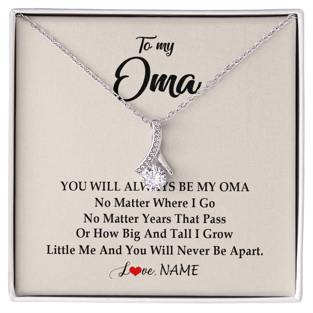 Alluring Beauty Necklace | Personalized Oma Necklace From Grandkids Granddaughter Grandson You Will Always Be My Oma Birthday Mothers Day Christmas Customized Gift Box Message Card | teecentury