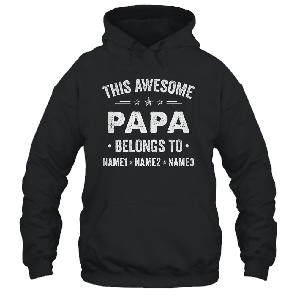 Personalized Papa Custom Kids Name This Awesome Papa Belongs To Papa Fathers Day Birthday Christmas Shirt & Hoodie | teecentury