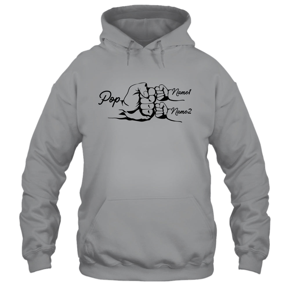 Personalized Pop With Grandkids Name Fist Bumps Funny Custom Grandpa Fathers Day Birthday Christmas Shirt & Hoodie | teecentury